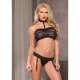 MESH TOP G STRING SET NEGRO