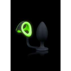 OUCH! - ANILLO PARA EL PENE CON PLUG ANAL - GLOW IN THE DARK
