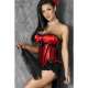 ATRACTIVO CORSET SEXY DE SATEN CON BALLENAS Y LAZOS NEGROS ROJO