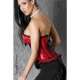 ATRACTIVO CORSET SEXY DE SATEN CON BALLENAS Y LAZOS NEGROS ROJO