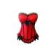 ATRACTIVO CORSET SEXY DE SATEN CON BALLENAS Y LAZOS NEGROS ROJO